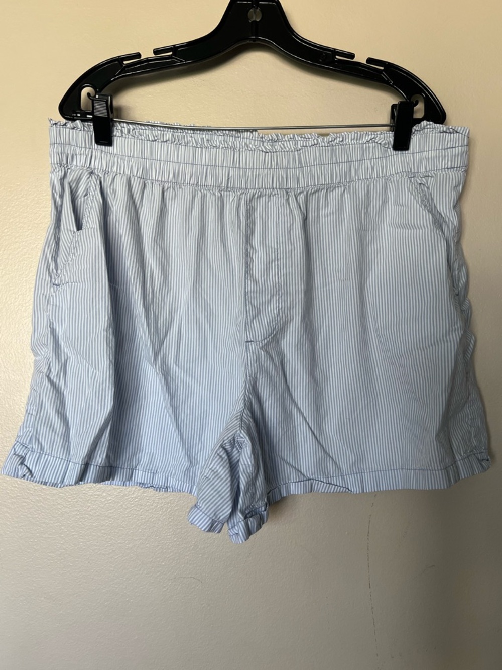 aerie Light Blue and White Pinstripe Shorts
